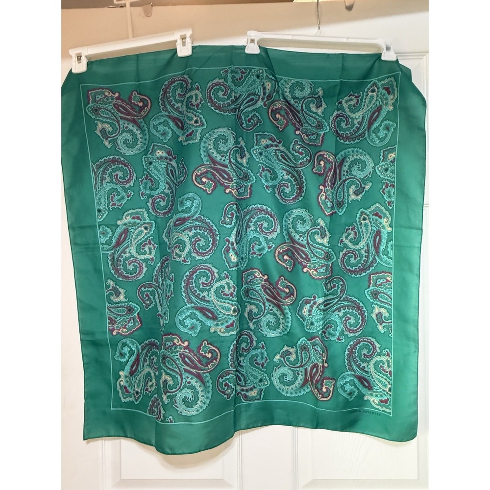 Vintage Sarah Coventry Green Paisley Square‎ Scarf 30" Elegant  Estate